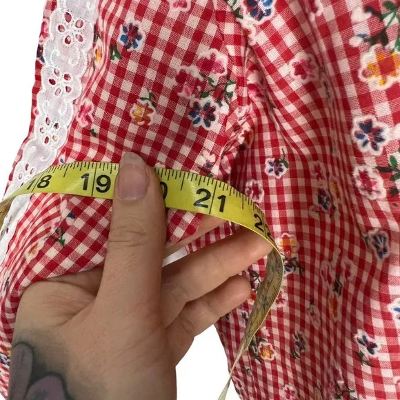 Handmade Gingham Country Top Full Length Skirt Bonnet Set Large - Picture 7 of 9